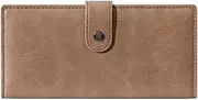 [BVEOGMRO] Slim Wallet Women Leather RFID Blocking Credit Card Holder Bifold Thin Long Purse with Zipper Pocket with ID Window, khaki, 7.56" x 3.66" x 0.7" in