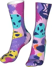 [CSIVKEJ] Crew Socks Comfort Casual Athletic Multi Design Socks For Women Men, Leopard Print 18, One Size, Leopard Print 18, One size