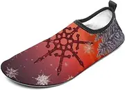 [BTCOWZRV] Water Shoes for Women Men Red Sky Snow Flake Water Sports Shoes Slip-on Breathable Lightweight Athletic Aqua Sock