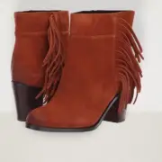 KENNETH COLE ALANA ANKLE FRINGE BOOTS