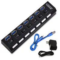 在飛比找樂天市場購物網優惠-USB3.0HUB 7口3.0分線器 一拖7集線器帶獨立開關