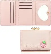 [NECXON] Cute Girls Wallet, Girls Purse, Small Purse, Women Wallet, Card Wallet with Coin Pocket, PU Leather Women Purse for Women, Teen Girls, Women (Pink)