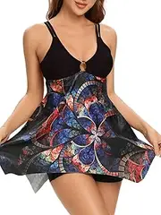 [BIKINX] Tankini Bathing Suits for Women Plus Size Modest Swimsuits Two Piece Tummy Control Swimwear with Shorts