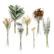 Ling's Moment Artificial Greenery Stems Box Set, 33pcs with 7 Kinds of Faux