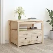 Pine Solid Wood Coffee Table with Drawer Storage, Living Room Tables, Modern Farmhouse Center Table, 71x49x55 cm