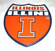 ILLINOIS 'FIGHTING ILLINI' INTERSTATE SIGN 12" x 12" #2 - NEW