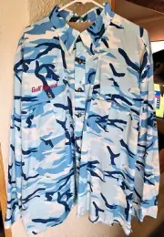 ORVIS "TEAM RASCAL" USVI - STITCHED - VENTED - BLUE CAMO FISHING SHIRT - NEW!!