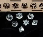Clear Quartz 7Pcs Sacred Geometry Set Platonic Solids with Wooden Box 15-20MM