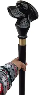 Blackperlcrafts by Full Wooden Cane Design Stick Walking Stick Dog Head Handmade Handle Hand Carved Wood Walking Stick Shaft Cane for Men & Women