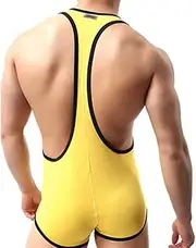 [ZSQBQ] Men Sexy Bodysuit Wrestling Singlet Boxer Briefs Stretchy Comfortable Gym Running Leotard Underwear