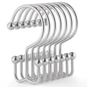 Shower Curtain Hooks, 12 Pcs Shower Curtain Rings, Durable Rust Proof Silver