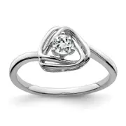 Solid 14k White Gold Topaz Triangle Ring