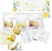 KKOKDAM Tea Gift Set - Butterfly Tea Bags, Yellow Tea Variety Pack - Tea Bag Sampler, Tea Set for Mothers Day Tea Set, Unique Tea Gifts, Fancy Tea Bags, Korean Gift Set, Tea Korean Gifts - 3 Flavors