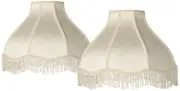 Set of 2 Scallop Dome Lamp Shades Cream Large 6x17x11 Spider Harp and Finial