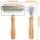 Pizza Dough Roller 430 Stainless Steel Pizza Dough Hole Maker with Wood wegiL