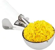 [Restaurantware] Met Lux 4.66 Ounce Portion Scoop, 1 Durable Cookie Scoop - #6, with White Handle, Stainless Steel Disher, for Portion Control, Scoop Cookie Dough, Cupcake Batter, or Ice Cream,Silver