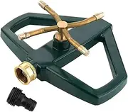 Metal Pulsating Sprinklers with Metal Base, 4-Arms Automatic Rotary Sprinkler 360 Degree Pulsating Impact Sprinkler Heavy Duty Zinc Alloy Impulse Water Sprinkler for Yard and Grass Irrigation