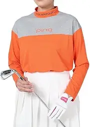 PING APPAREL(ピン アパレル) Pin Apparel 622-4166100 Women's Long Sleeve High Neck Shirt (Absorbent, Quick Drying, High Breathability), Golf Inner, 150_Orange, LL