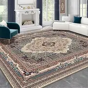 120 * 80cm Washable Rugs for Entryway, Faux Wool Vintage Throw Rug for Entrance Kitchen, Soft Boho Floor Covering Carpet Retro Distressed Medallion Mat Traditional Interiors (08)