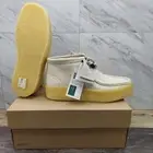 Clarks Originals Wallabee Moccasin White Leather Shoes 68988 Women's Size 6.5