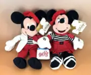 Disney Store FRENCH MICKEY & MINNIE MOUSE 9” Bean Bags Plush’s mint w/tags