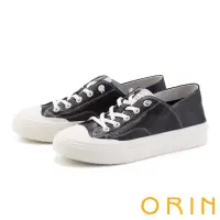 在飛比找momo購物網優惠-【ORIN】質感牛皮免綁帶厚底休閒鞋(黑色)