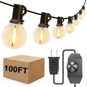 Outdoor String Lights Dimmable 100ft G40 Globe LED Patio with52 Shatterproof ...