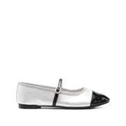 [Repetto] Repetto Cap-toe Ankle-strap Ballet Flats 41 IT SILVER