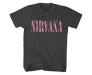 Nirvana T Shirt Floral Logo Nirvana Shirt - Black