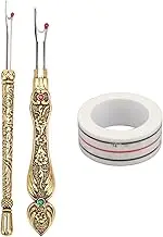 Fafeicy 2pcs Vintage Seam Ripper Thread Remover Set with Sewing Position Tape for Sewing Needlework Embroidery DIY Crafts (Gold)