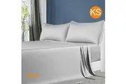 Softouch 100% Natural Premium Bamboo Sheet Sets Pillowcases Flat Fitted Sheet All Size Silver