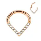 Teardrop CZ Helix Tragus Daith Earrings Hinged Clicker Nose Hoop 16G Septum Ring