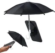 Phone Umbrella for Sun Shade Mini Phone Umbrella with Universal Piggy Suction Cup Stand Outdoor Anti-Glare Sun Cell Phone Cover Phone Suction Cup Holder Stand(black)