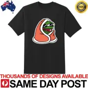 PEPE COZY 1 Premium Black Shirt Cotton Tee TShirt Funny Meme Sesh Aussie Trippy