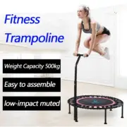 40" Fitness Mini Rebounder Trampoline Adjustable Handle Indoor GYM Jump Trainer
