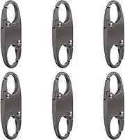 [Aestustheri] Zipper Lock Clips – 6 Pack Dual Opening S-Hook Zipper Pull Locks – Backpacking Essentials, Mini Snap Hooks for Luggage Locks, Anti-Theft Zipper Locks for Backpacks, Travel, Camping, Fishing, Silver
