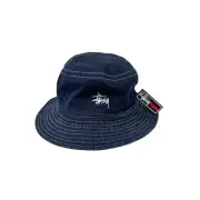 Vintage Stussy Bucket Hat Size L/XL Washed Indigo Denim Late 90s
