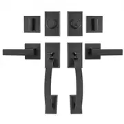 VEVOR Double Door Handle Set, Matte Black Arched Door Lever, Double Front Door Handle Set with Reversible Handle Lever, Heavy Duty Double Door Lock Se