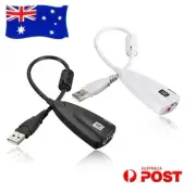 USB Sound Card Virtual 7.1 Surround Mic Audio External Adapter Cable White Black
