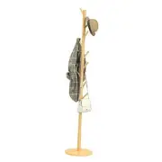 Wooden Coat Rack Freestanding with Round Base, Adjustable 4 Heights Sturdy
