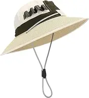 [Generic] Sun Hats for Men Women Wide Brim Straw Hat Sun Protection Beach Hats Summer Western Cowboy Hat with Wind Lanyard