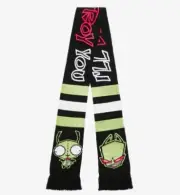 Invader Zim Scarf Varsity Stripe 82in Destroy You Gir Fringe Trimming Warm NEW