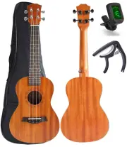 Soprano Ukulele Solid Mahogany 21 Inch Ukelele Beginner Kit with Gig Bag Digital