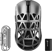 ATTACK SHARK R2PRO 45g Super Light Magnesium Alloy Mouse, PixArt PAW3950 Sensor, 42000DPI, 8000Hz Polling Rate, 2.4G/BT/Wired, G502, Programmable Mouse with Spiral Cable, PC/Mac, Grey