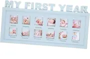 ibasenice Photo Frame Growth Record Photo Frame 12 Months Photo Holder Blue