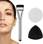 Cosmetic Applicator - Thin Brushes with Sponge Tip and High Flow Makeup Brush Sets Base Brush Super Slim Foundation Brush with Flat Head and Sponge Blending Brush for Liquid Fo
