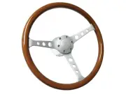 14" VSW Wood Steering Wheel Brushed Laser Etched Kit for 1961-74.5 Volkswagen VW (for: Volkswagen)