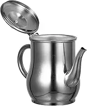 VALICLUD Stainless Steel Oil Storage Can with Fine Mesh Strainer Cooking Oil Holder for Safe and Easy Use Kitchen and Outdoor Activities