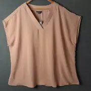 New AUTOGRAPH Womens top blouse Size 26 sleeveless blush pink casual V neck