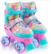 Xinosports Kids Adjustable Roller Skates for Girls & Boys with Light up Wheels (